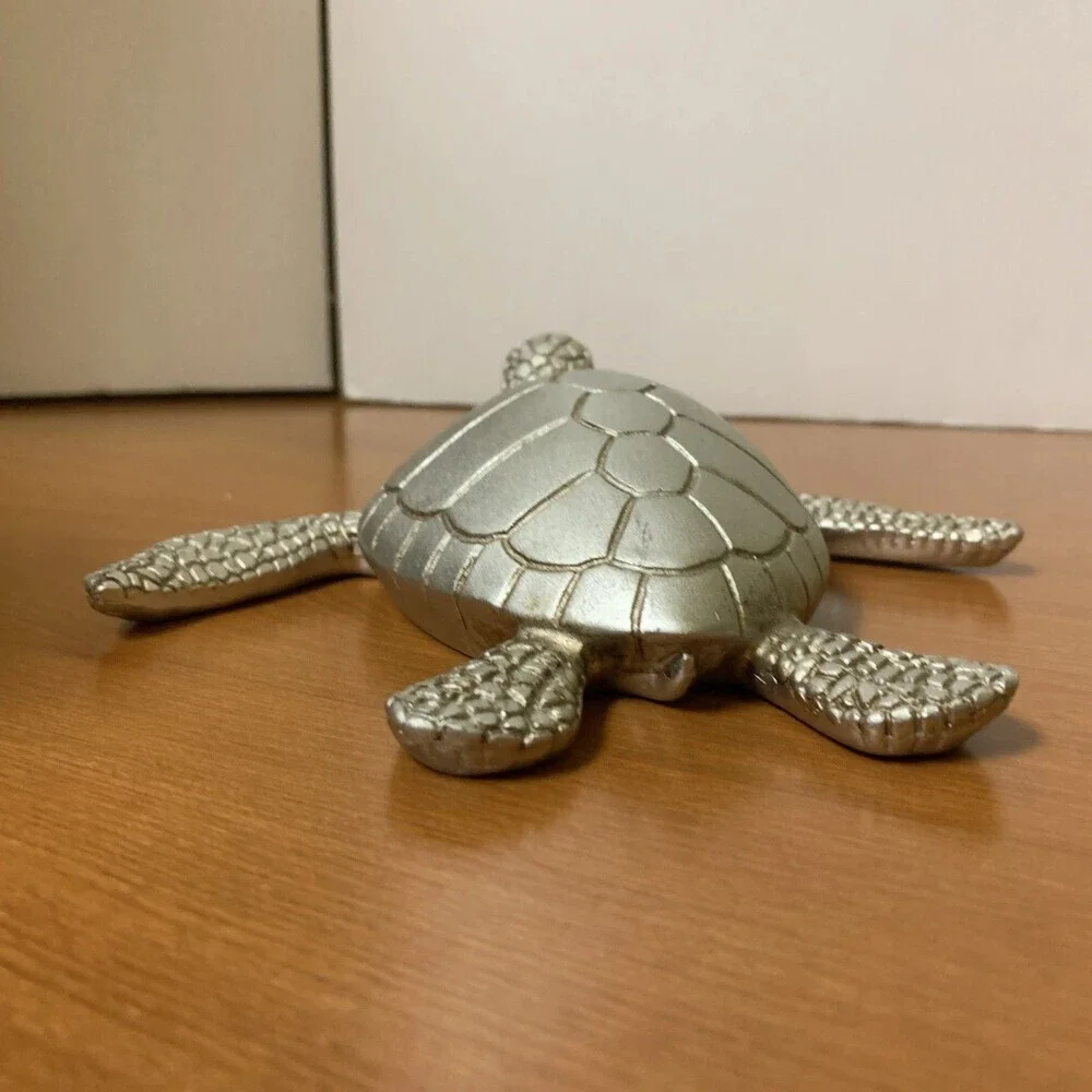 Coastal Turtle Wall Hanger Silver Colored Resin Approx 7”x7”